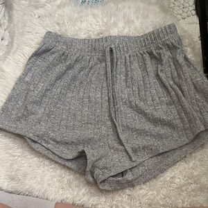 Ribbed Knit Athletic Lounge Shorts - Gray